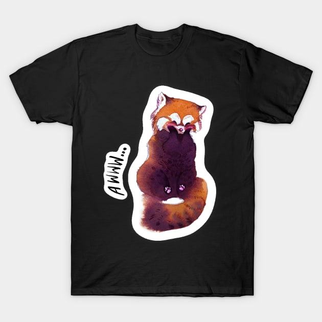 Shy Red Panda T-Shirt by DraconesStudio